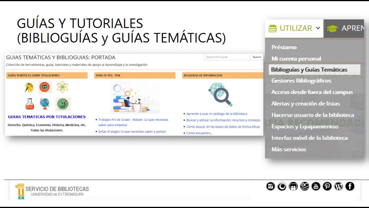 Recursos en el sitio web de la Biblioteca de la Universidad de Extremadura (UEX)