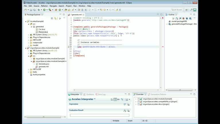 [VIDEO] Generating java code from a simplified package-class-attribute model