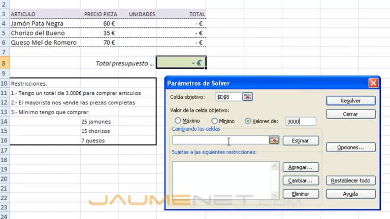 IUI_LA INSTRUCCION SOLVER EN EXCEL  TEORIA Y PRACTICA - VIDEO